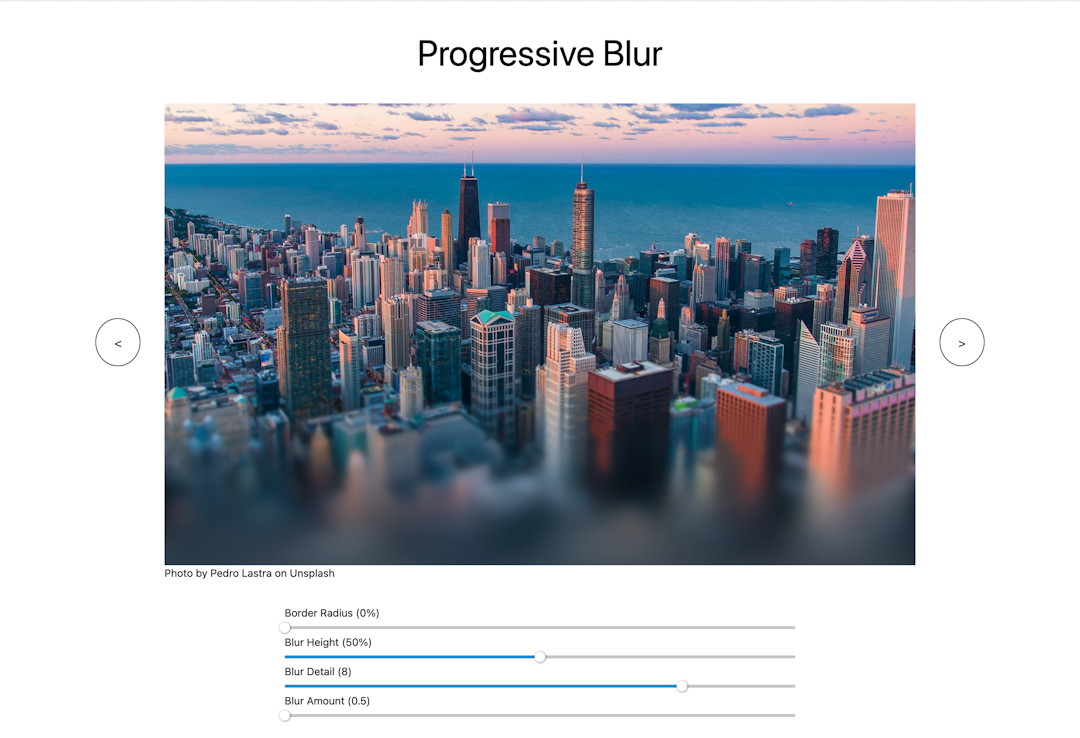 Initial design of progressive blur using backdrop filter