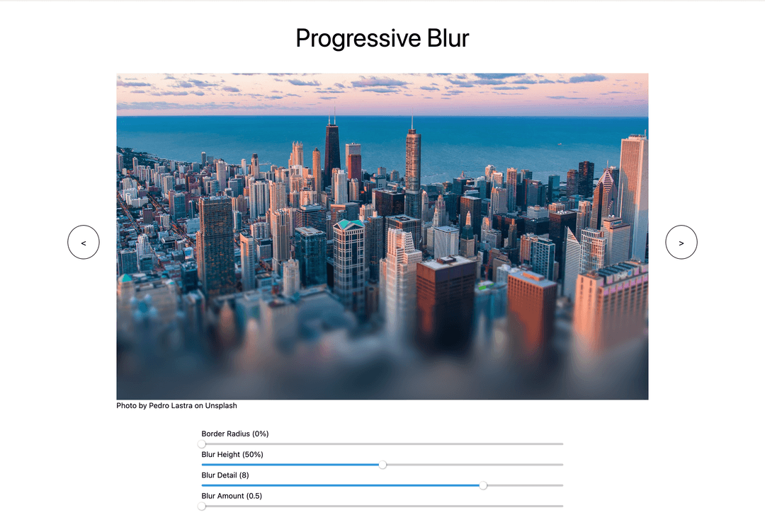 Initial design of progressive blur using backdrop filter